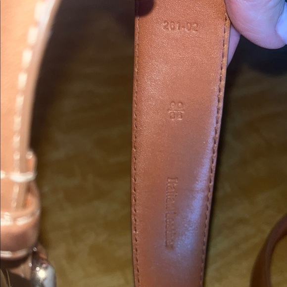 Ping Tan Leather Men's Belt size 38 preowned solid brass buckle - Picture 5 of 7